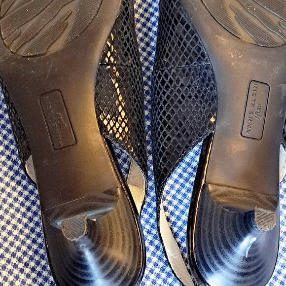 New Anne Klein Sling Back Black Leather Shoes - Picture 5 of 6